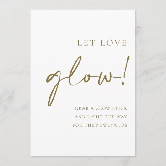 Gouden Script Laat liefde gloeien bruiloft teken Menu (Voorkant)