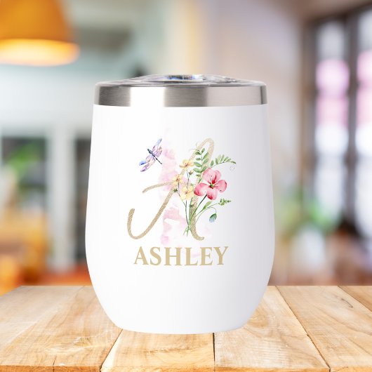 Gouden Script Letter A Monogram Gepersonaliseerde