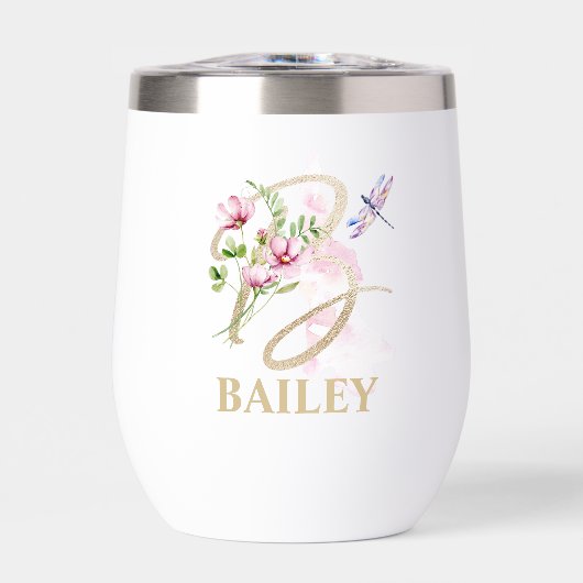 Gouden Script Letter B Monogram Gepersonaliseerde (Voorkant)