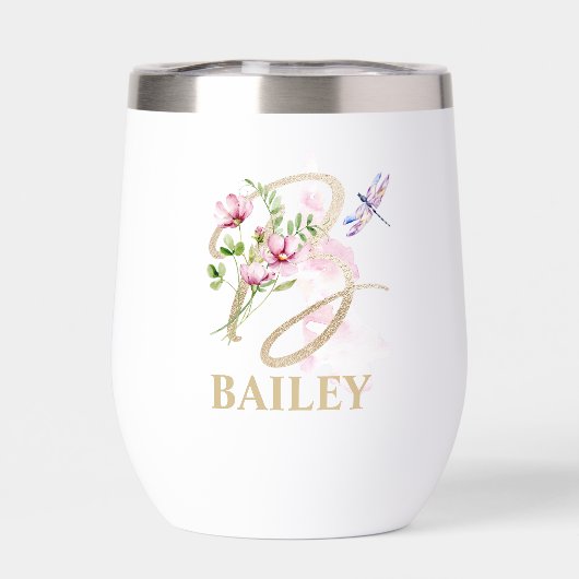 Gouden Script Letter B Monogram Gepersonaliseerde (Achterkant)