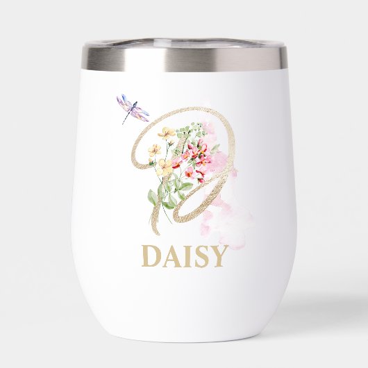 Gouden Script Letter D Monogram Gepersonaliseerde (Achterkant)