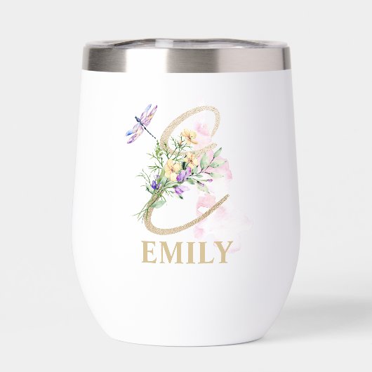 Gouden Script Letter E Monogram Gepersonaliseerde (Achterkant)