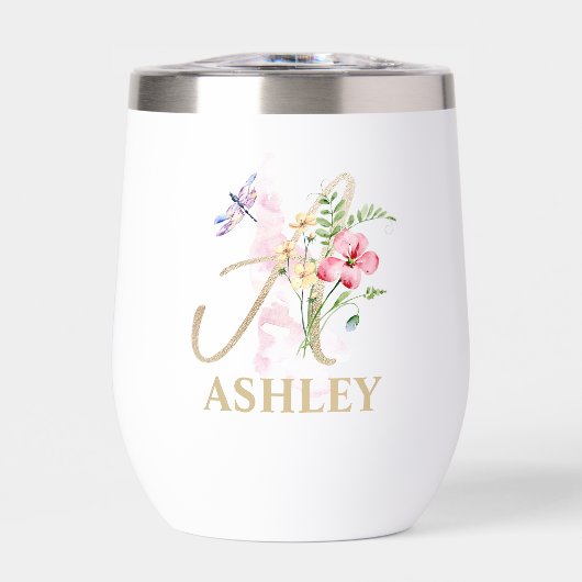 Gouden Script Letter Een Monogram Gepersonaliseerd (Voorkant)