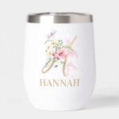 Gouden Script Letter H Monogram Gepersonaliseerde (Achterkant)