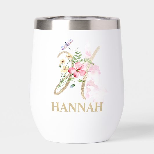 Gouden Script Letter H Monogram Gepersonaliseerde (Achterkant)