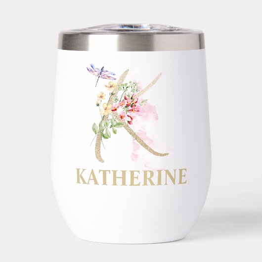 Gouden Script Letter K Monogram Gepersonaliseerde (Voorkant)