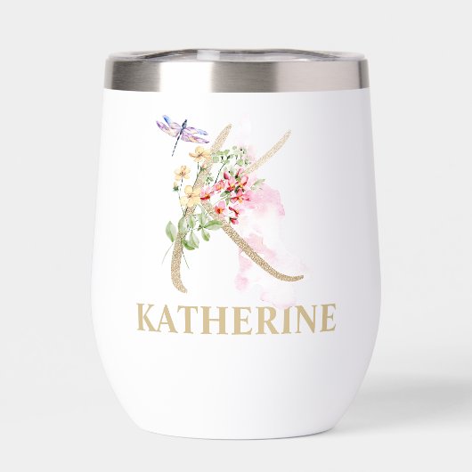 Gouden Script Letter K Monogram Gepersonaliseerde (Achterkant)