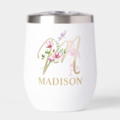 Gouden Script Letter M Monogram Gepersonaliseerde  (Voorkant)