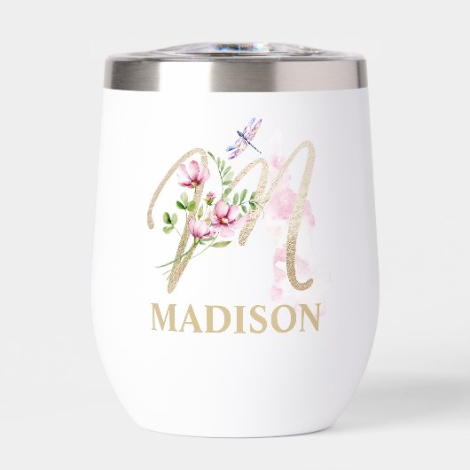 Gouden Script Letter M Monogram Gepersonaliseerde  (Voorkant)