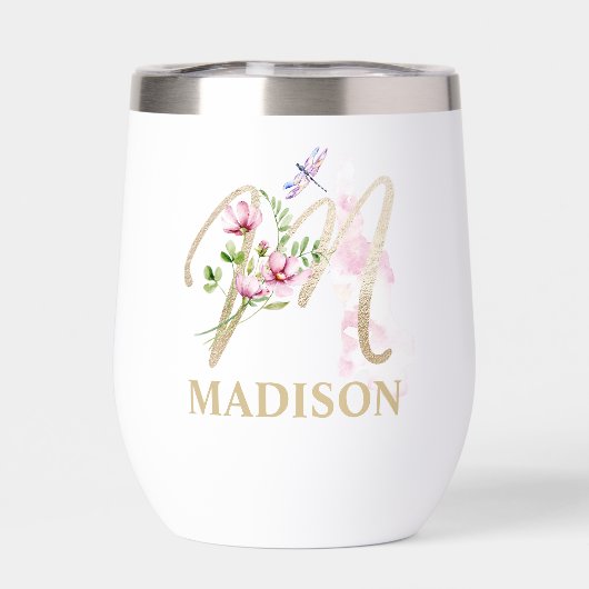 Gouden Script Letter M Monogram Gepersonaliseerde  (Achterkant)