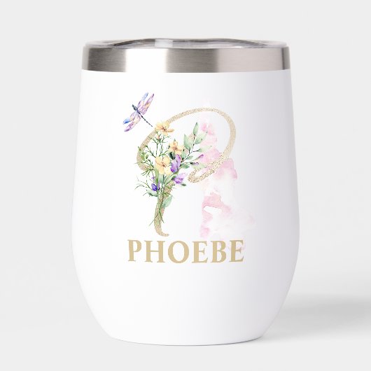 Gouden Script Letter P Monogram Gepersonaliseerde (Achterkant)