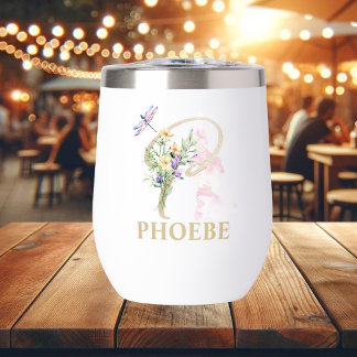 Gouden Script Letter P Monogram Gepersonaliseerde