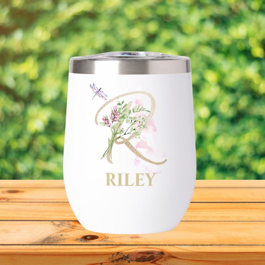 Gouden Script Letter R Monogram Gepersonaliseerde 