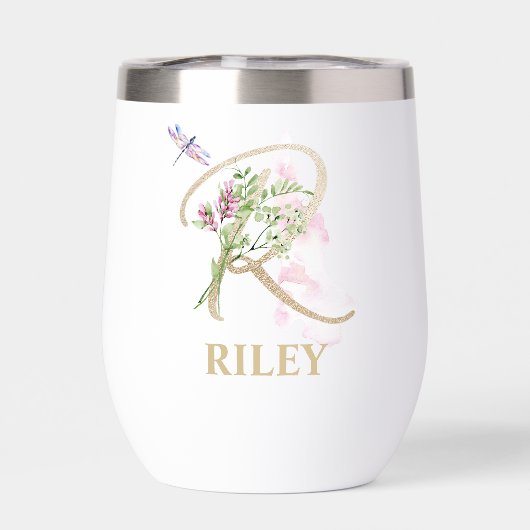 Gouden Script Letter R Monogram Gepersonaliseerde (Achterkant)