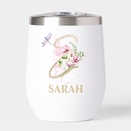 Gouden Script Letter S Monogram Gepersonaliseerde (Voorkant)