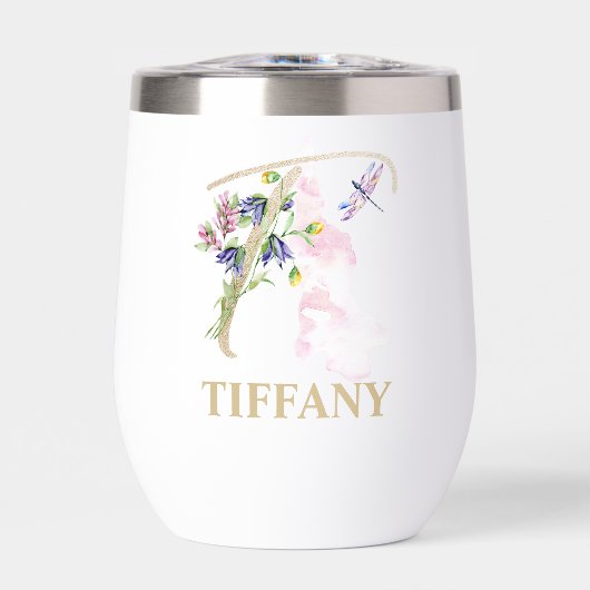 Gouden Script Letter T Monogram Gepersonaliseerde  (Voorkant)