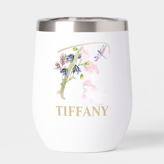 Gouden Script Letter T Monogram Gepersonaliseerde (Achterkant)