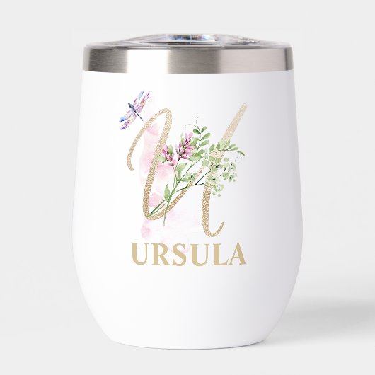 Gouden Script Letter U Monogram Gepersonaliseerde (Voorkant)