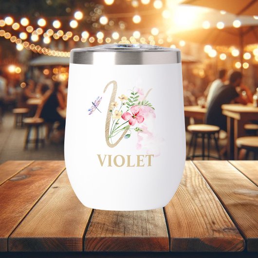 Gouden Script Letter V Monogram Gepersonaliseerde 