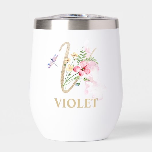 Gouden Script Letter V Monogram Gepersonaliseerde (Voorkant)