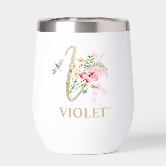 Gouden Script Letter V Monogram Gepersonaliseerde  (Achterkant)