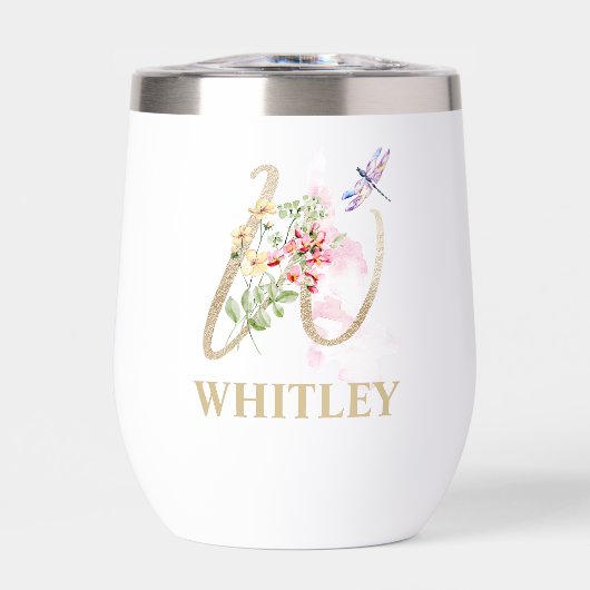 Gouden Script Letter W Monogram Gepersonaliseerde  (Voorkant)