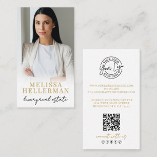 Gouden Script Luxe Vastgoed Foto Visitekaartje
