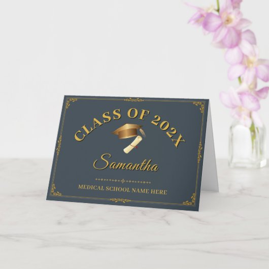Gouden Script Minimalistische Aangepaste Naam Klas Kaart (Orchidee)