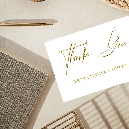 Gouden Script Moderne Minimalistische Bedankkaart