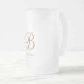 Gouden Script Monogram Bruiloft Matglas Bierpul (Voorkant rechts)
