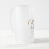 Gouden Script Monogram Bruiloft Matglas Bierpul (Voorkant links)