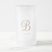 Gouden Script Monogram Bruiloft Matglas Bierpul (Center)