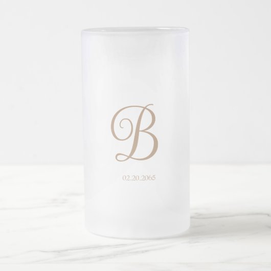 Gouden Script Monogram Bruiloft Matglas Bierpul (Center)