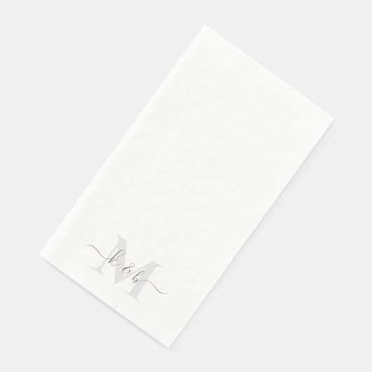Gouden Script Monogram Elegante bruiloft Servet (Hoek)