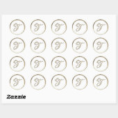 Gouden script monogram initiaal T op elke kleur Ronde Sticker (Vel)