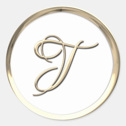 Gouden script monogram initiaal T op elke kleur Ronde Sticker (Voorkant)