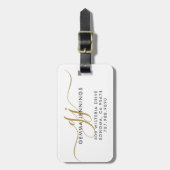 Gouden Script Monogram Naam Bagagelabel (Voorkant verticaal)