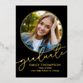 Gouden Script Multi Foto Afstudeer Uitnodiging Fol (Voorkant)