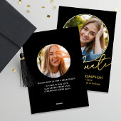 Gouden Script Multi Foto Afstudeer Uitnodiging Fol