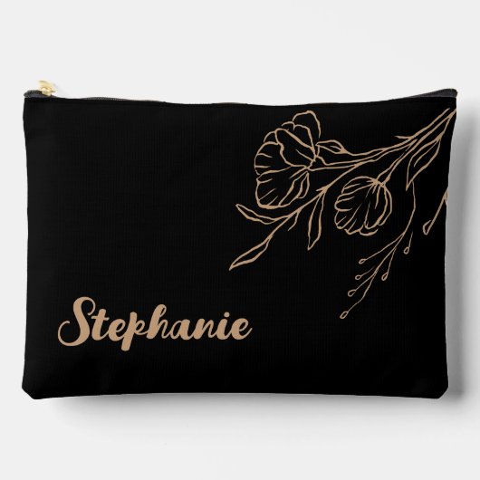 Gouden Script naam gepersonaliseerde zwarte cosmet Etui (Voorkant)