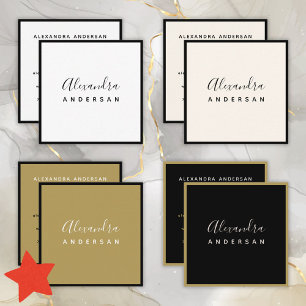 Gouden Script Naam Make-up Artiest Stylist Vierkante Visitekaartje