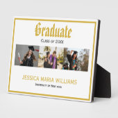Gouden Script Naam School Foto collage Afstuderen Fotoplaat (Zijkant)