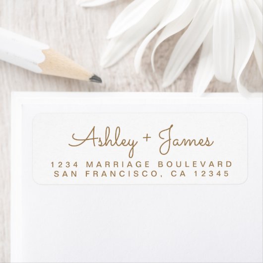 Gouden Script Namen Bruiloft Retouradres Etiket (Insitu)