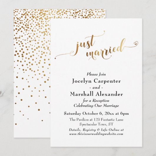 Gouden Script Net Getrouwd Confetti Rugzijde Kaart (Voorkant / Achterkant)