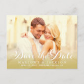 Gouden Script Overlay Foto Save the Date Aankondigingskaart (Voorkant)