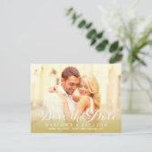 Gouden Script Overlay Foto Save the Date Aankondigingskaart (Staand voorkant)