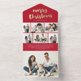 Gouden Script Prettig Kerstfeest Foto Vakantie All In One Uitnodiging
