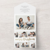 Gouden script prettig kerstfeest multi foto vakant all in one uitnodiging (Binnen)