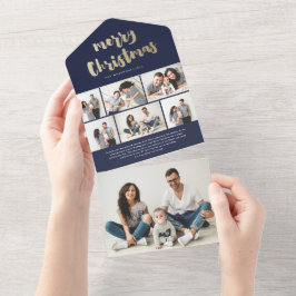 Gouden Script Prettig Kerstmis Foto Vakantie All In One Uitnodiging