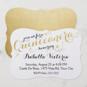 Gouden Script Quinceanera Kaart (Voorkant / Achterkant)